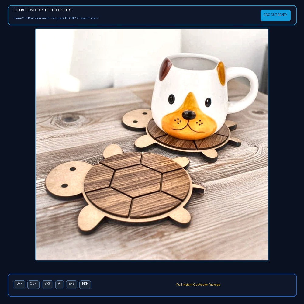 Laser Cut Wooden Turtle Coasters