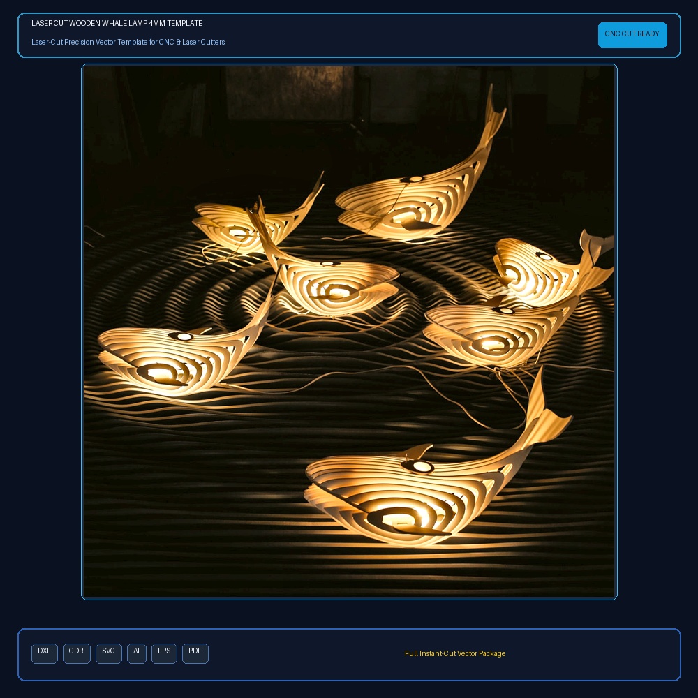 Laser Cut Wooden Whale Lamp 4mm Template