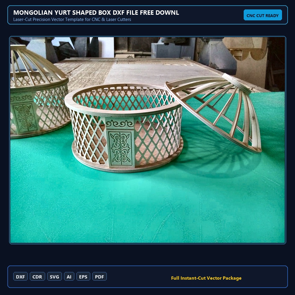 Mongolian Yurt Shaped Box DXF File Free Download