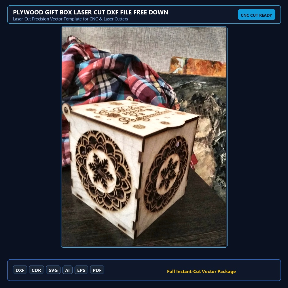 Plywood Gift Box Laser Cut DXF File Free Download