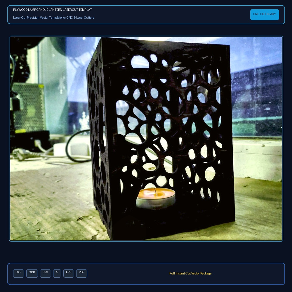 Plywood Lamp Candle Lantern Laser Cut Template