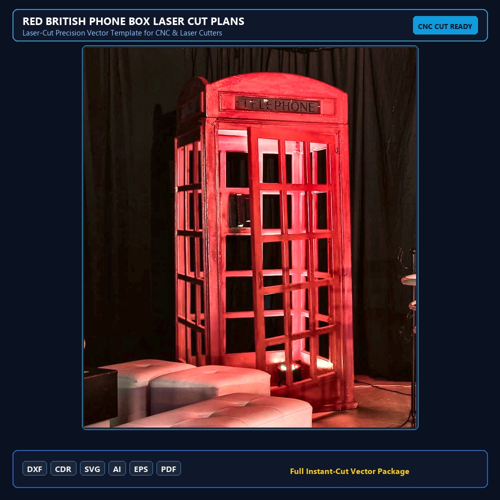 Red British Phone Box Laser Cut Plans