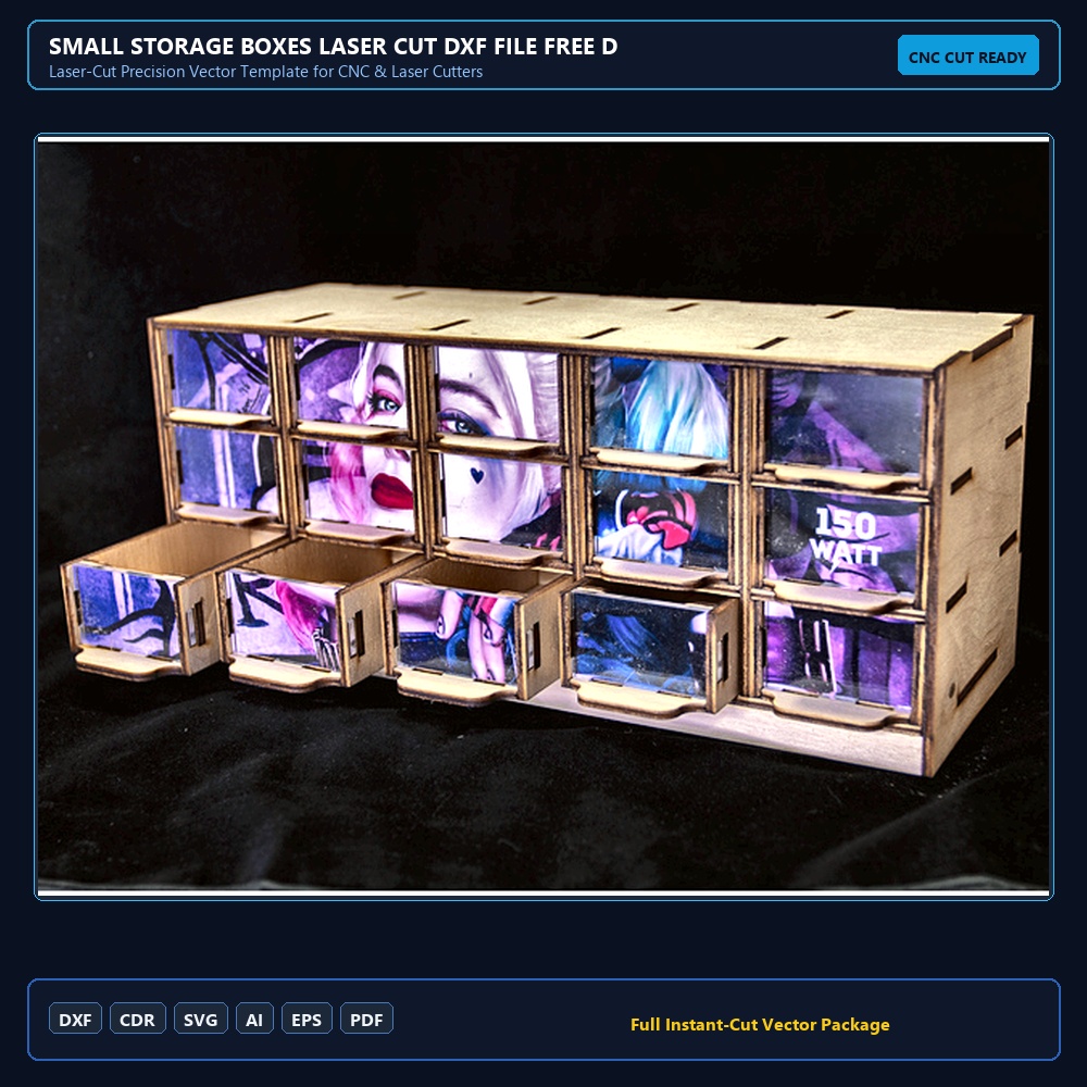Small Storage Boxes Laser Cut DXF File Free Download