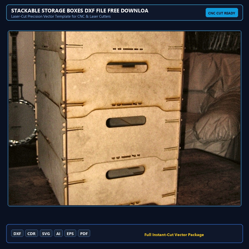 Stackable storage boxes DXF File Free Download