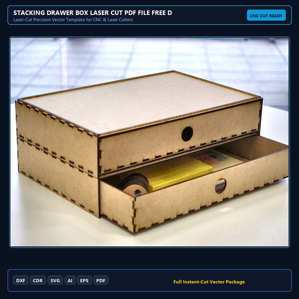 Stacking Drawer Box Laser Cut PDF File Free Download