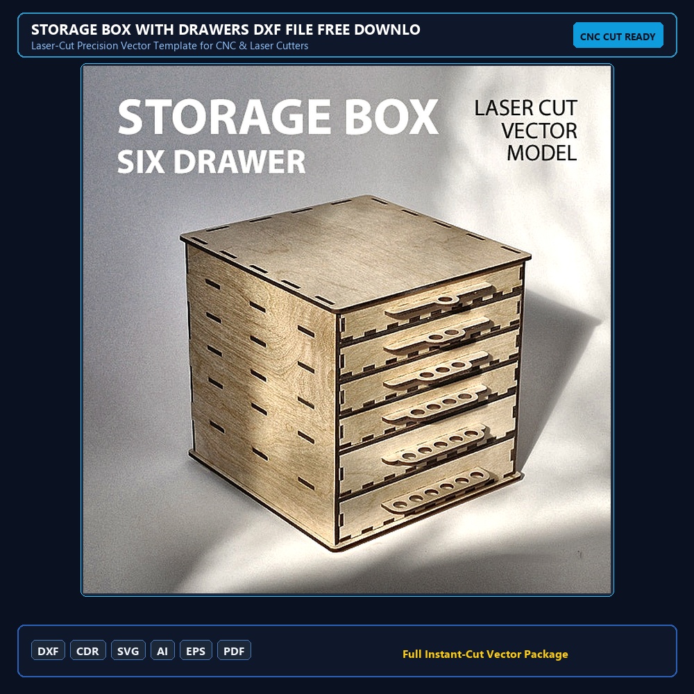 Storage Box with Drawers DXF File Free Download