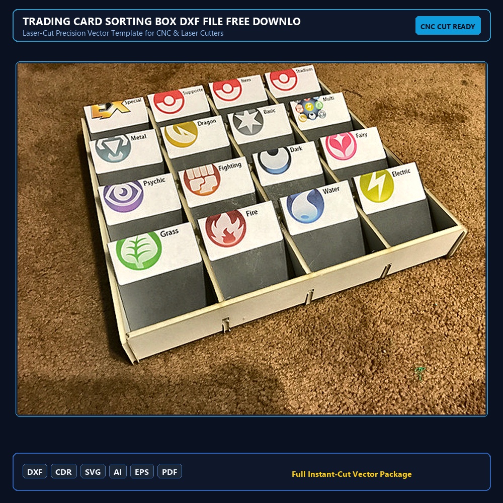 Trading Card Sorting Box DXF File Free Download