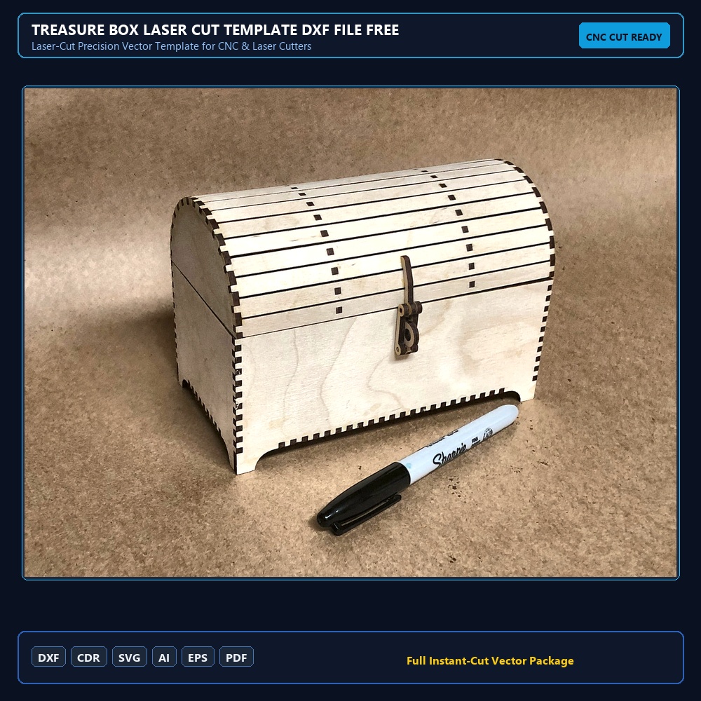 Treasure Box Laser Cut Template DXF File Free Download