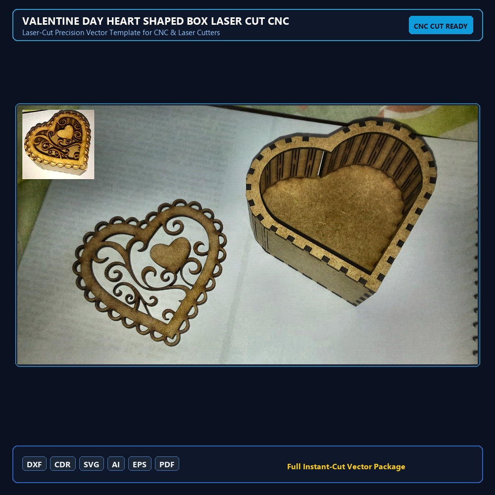 Valentine Day Heart Shaped Box Laser Cut CNC Plans