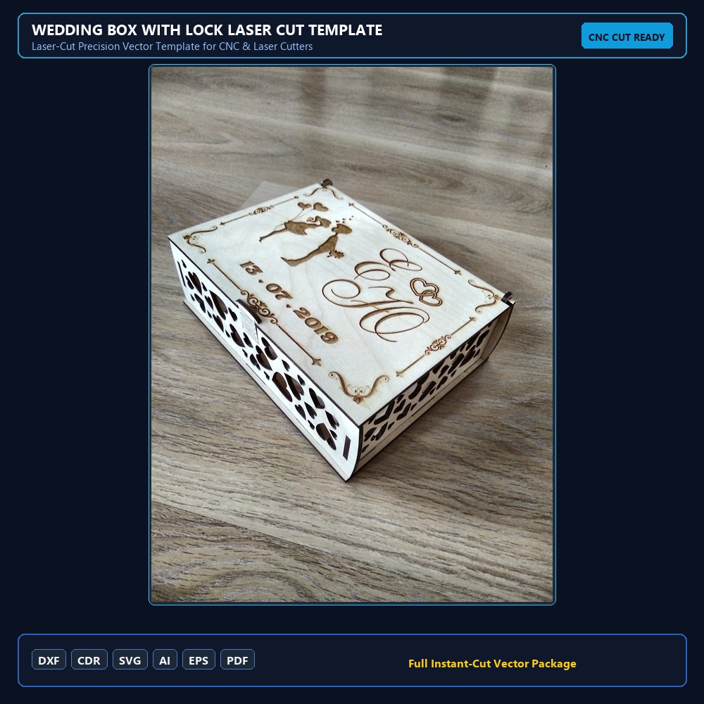Wedding Box With Lock Laser Cut Template