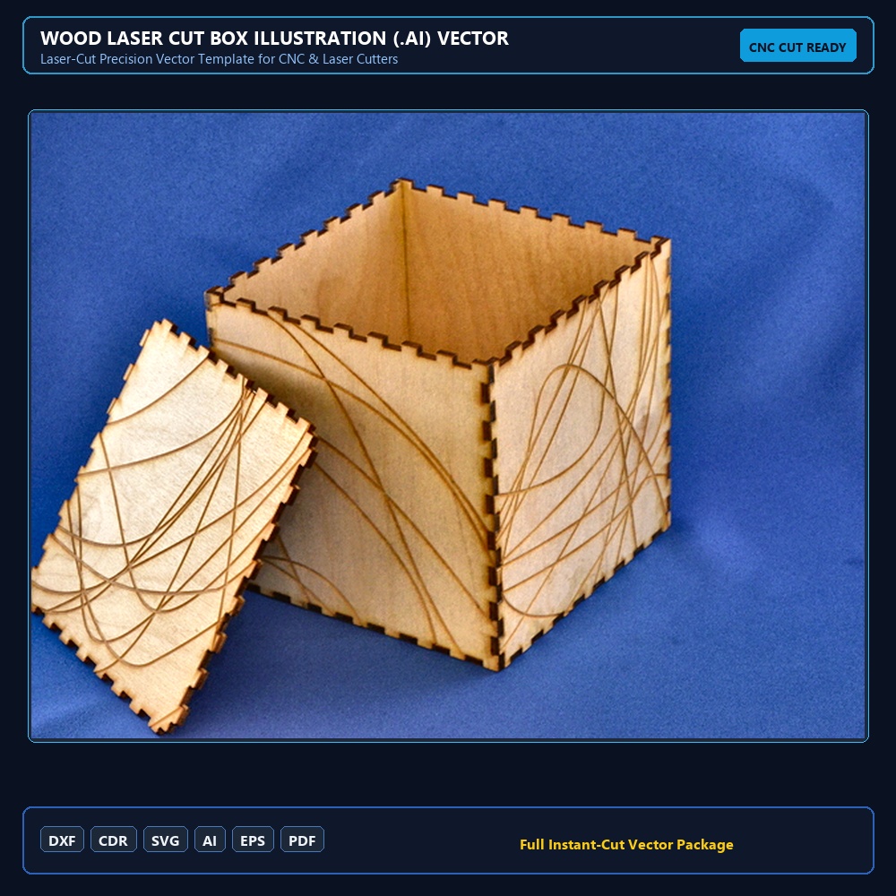 Wood Laser Cut Box Illustration (.ai) vector file free download
