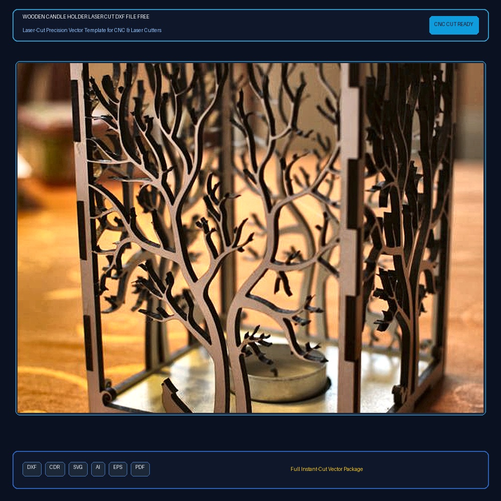 Wooden Candle Holder Laser Cut DXF File Free Download