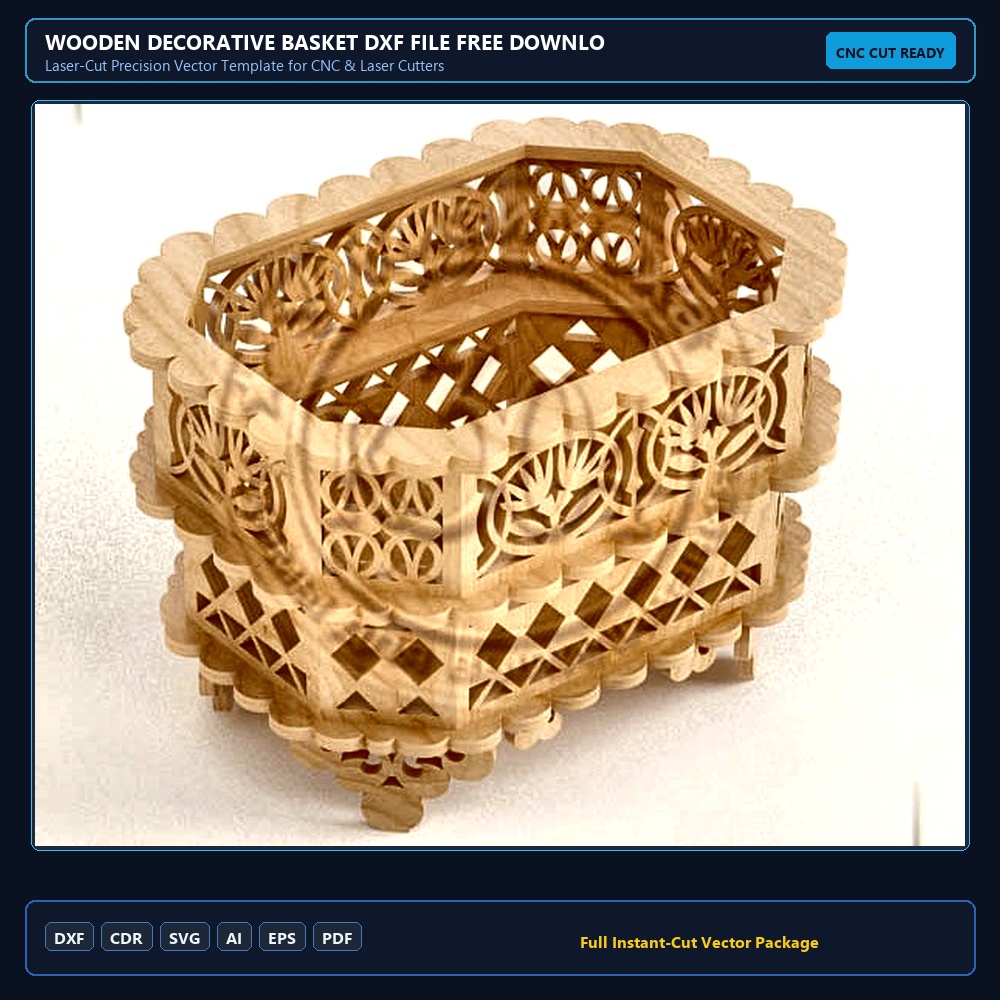 Wooden Decorative Basket DXF File Free Download