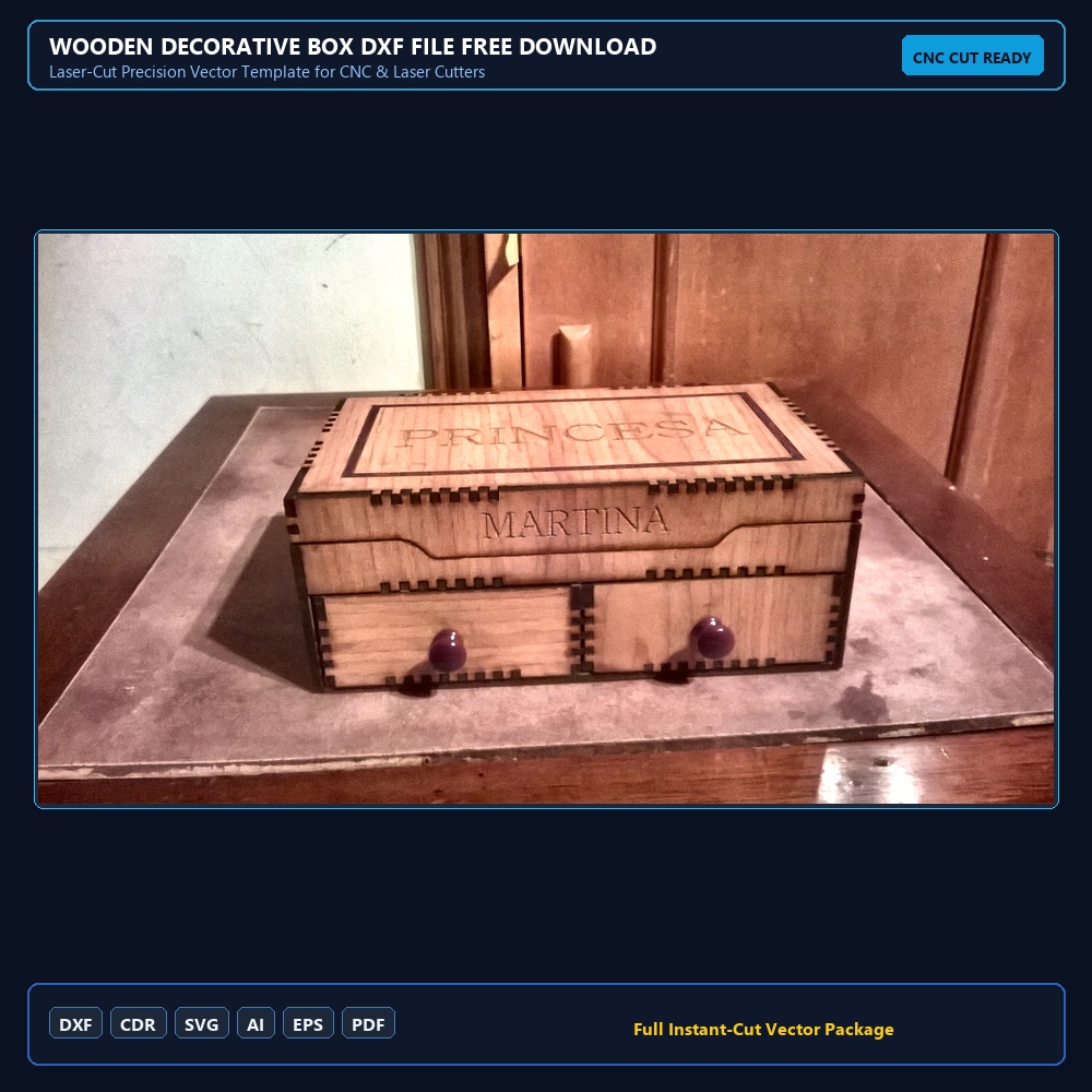 Wooden Decorative Box DXF File Free Download