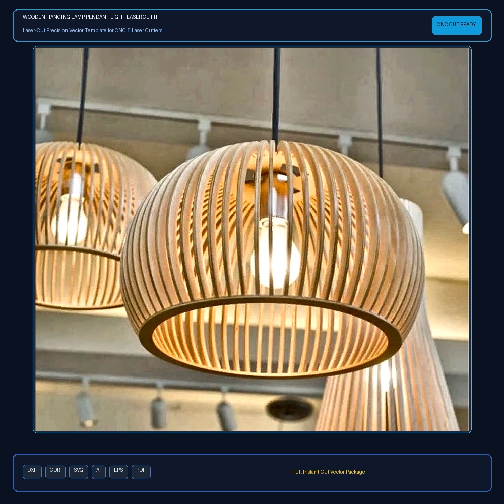 Wooden Hanging Lamp Pendant Light Laser Cutting Template