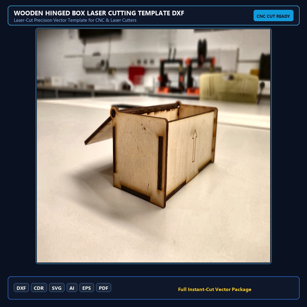 Wooden Hinged Box Laser Cutting Template