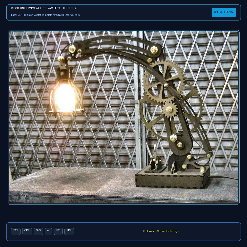 Woodpunk Lamp Complete Layout DXF File Free Download