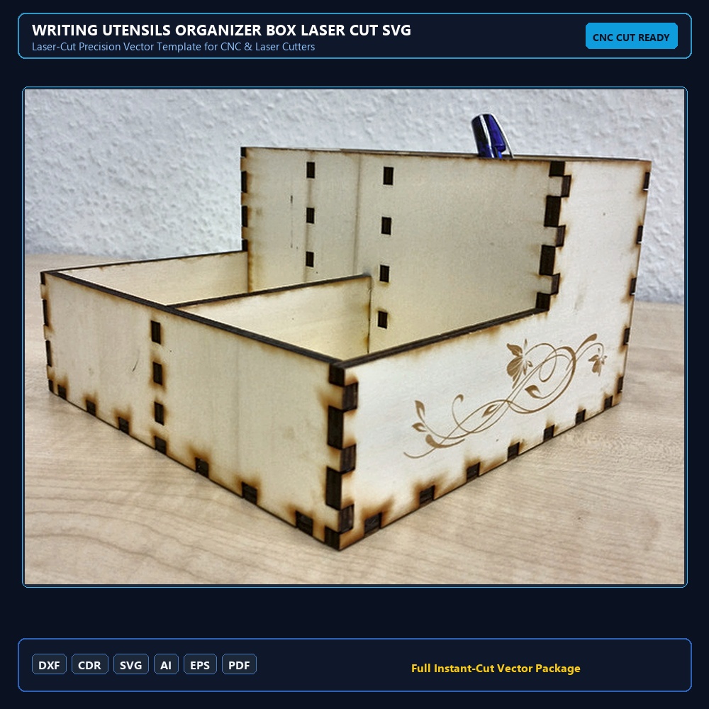 Writing utensils organizer box Laser Cut SVG File Free Download