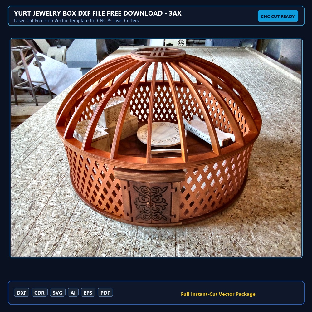 Yurt Jewelry Box DXF File Free Download